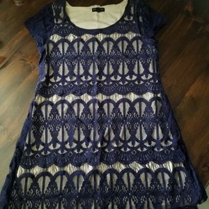 Socialite Dark Violet Purple and Cream Lace Dress